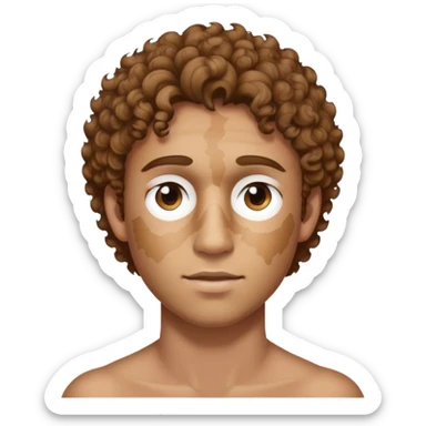 man, short, curly light brown hair, birthmark over left eye sticker