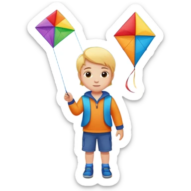 little kid with kite sticker