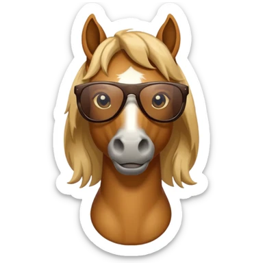 A horse is showing off his new sunglasses with a proud expression sticker