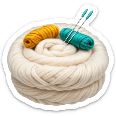 Felting icon, wool fibers being transformed into felt, felting needles, soft texture of felted wool, visible wool layers, minimalistic style, clean lines, transparent background. sticker