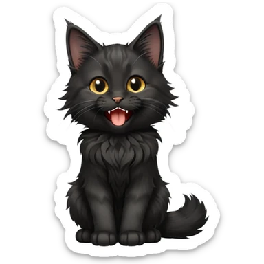 cinematic-yawning black-maine-coon-kitten-portrait-emoji,-head-tilted-playfully-and-inquisitively,-sleek--black-fur,-simplified-yet-adorable-features,-highly-detailed,-glowing-with-a-warm,-friendly-glow  sticker