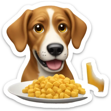 Dog eating food sticker