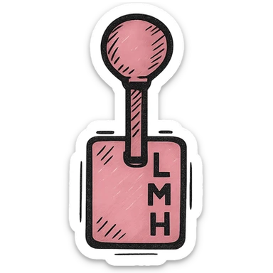hand-drawn style pink gear stick with 3 settings icon sticker
