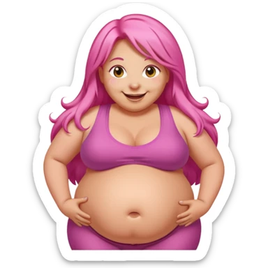  fat tan long pink hair nicki minaj with inflated belly sticker