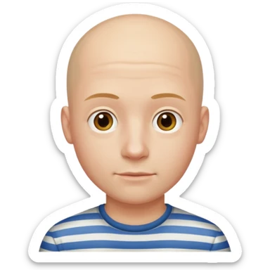 bald young man with striped shirt sticker