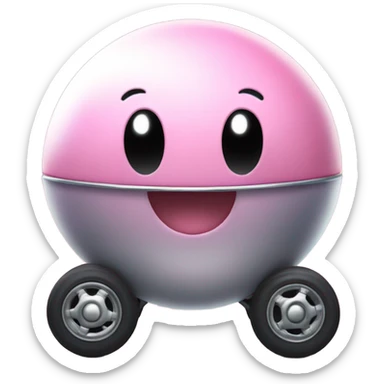 Metal cute black eyes Kirby ball driving on 4 car wheels sticker