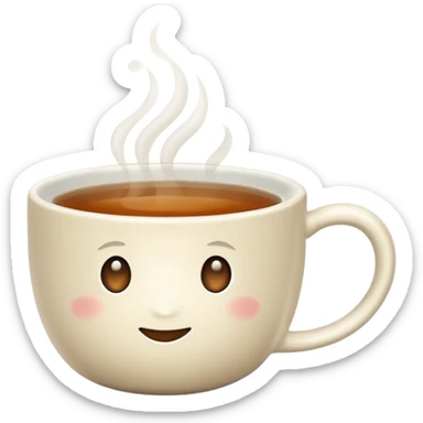 a white tea cup with hot tea inside sticker