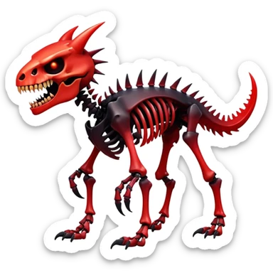 A black and red gradient epic shiny cool edgy skeletal animal, full body sticker