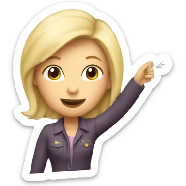 Lady with blonde hair carrying a birthday balloon rising on a plane sticker