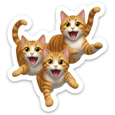 3 cats jumping with joy sticker