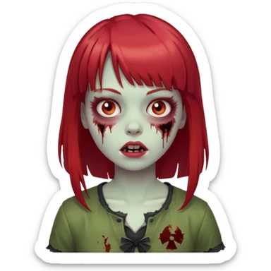 Uma menina de franja cheia, cabelos vermelho zumbi sticker