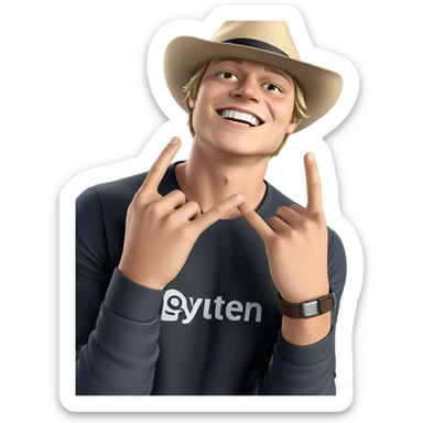 happy boy outdoors with hat sticker