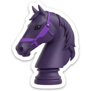 knight chess piece, black, detailed horse head, modern look, 3D emoji style, no text sticker