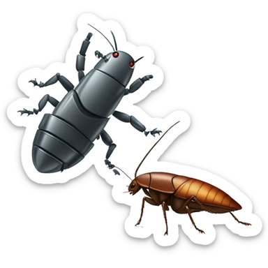 a cockroach and a robot fighting  sticker