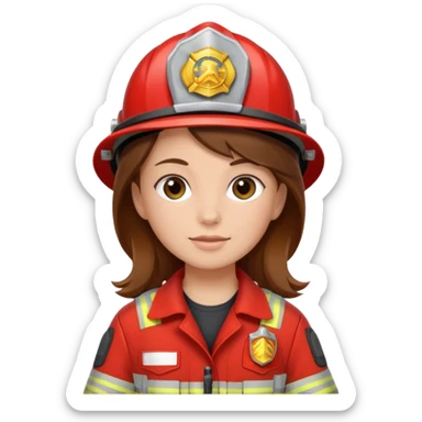 girl fireman with brown hair sticker