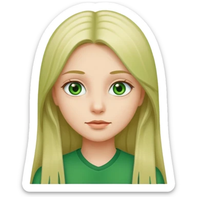 make it with greener eyes and straight long hair sticker