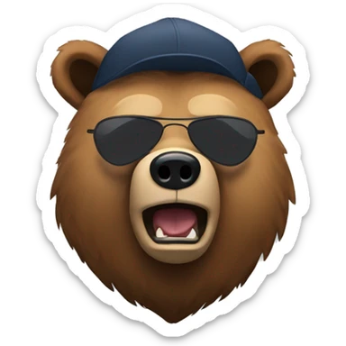 Grizzly bear with eye patch  sticker