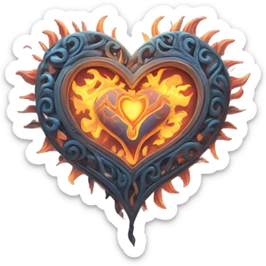 myths style pulsing and flaming heart sticker