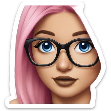 Photo Realistic kylie jenner stylish pink hair BLUE eyes and glasses happy  sticker