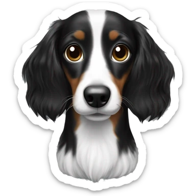 long haired black and white with mainly black only a bit of white on the chest and muzzle dachshund sticker