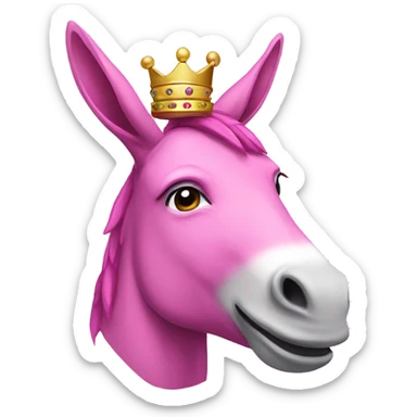 Pink donkey with a crown sticker