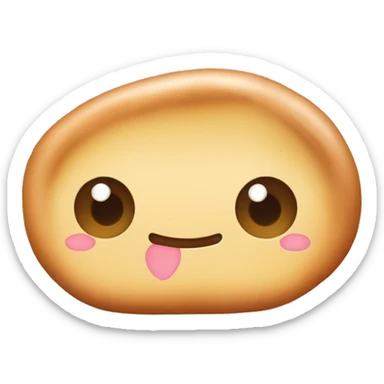 Pan de bono redondo con cara kawaii: ojos grandes, mejillas rosadas y sonrisa alegre. sticker
