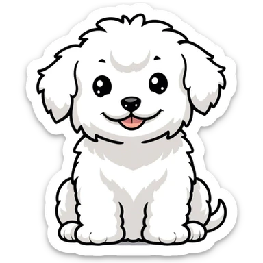 White dog with curly hair (maltipoo) giving the middle finger  sticker
