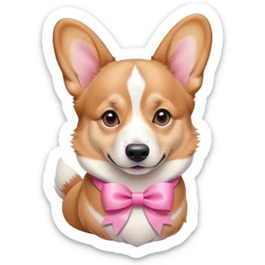 more Cute welshcorgi with pink ribbon sticker