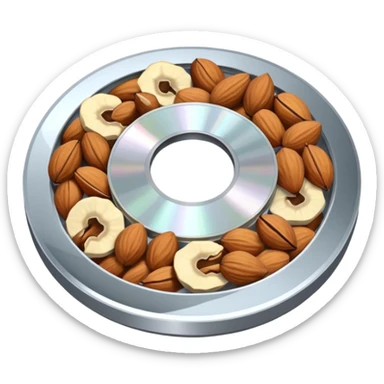 A cd with nuts sticker