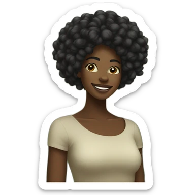Black women black power hair in nature and happy sticker