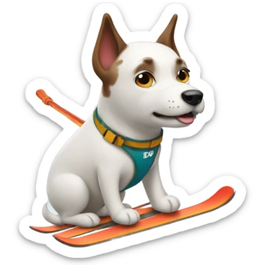 A dog skiing sticker