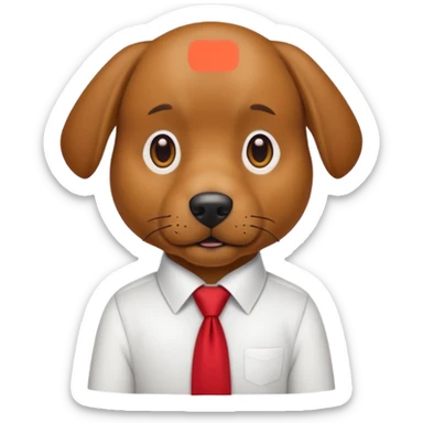 brown dog with red tie,whiteshirt sticker