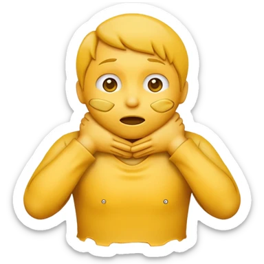 yellow choking emoji with hands around its neck sticker
