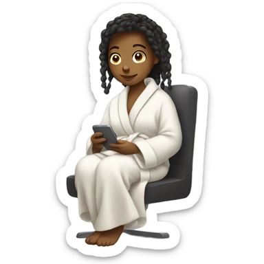 girl in bathrobe texting  sticker