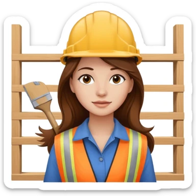 beautiful girl with long brown hair renovating her apartment sticker