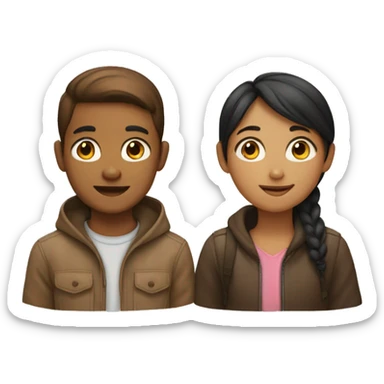 Brown girl and Asian boy next to each other  sticker
