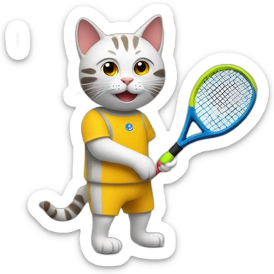 cat playing padel tennis sticker