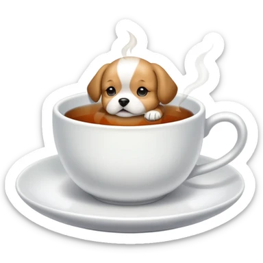 Light blown and black tea cup dog sticker