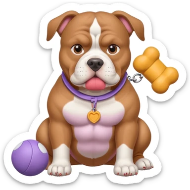 XL tri lilac bully dog with a dog toy  sticker