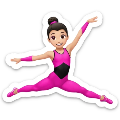 "A gymnast in neon pink and black outfit with a smile and a look of surprise (normal skin) sticker
