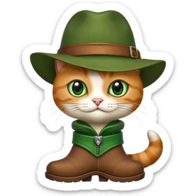 Un chat avec des botte et un chapeau  sticker