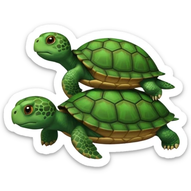 a turtle on the back of another turtle sticker
