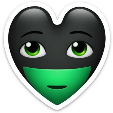 Half black and Green heart sticker