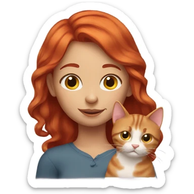 Red headed girl with 3 kitties sticker