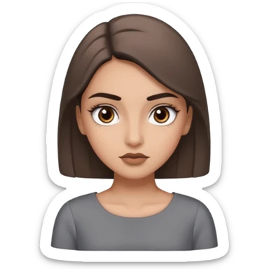 Hidjab girl that is wearing gray dress, and her brow is thick so her eyelash is tall sticker