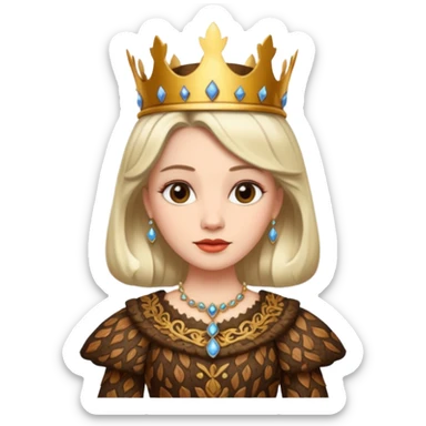 Queen wearing a bark-patterned dress sticker