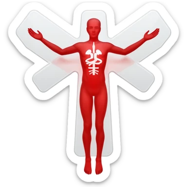 medical cross with a moving figure inside sticker
