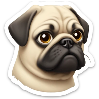 Pug with mustach sticker