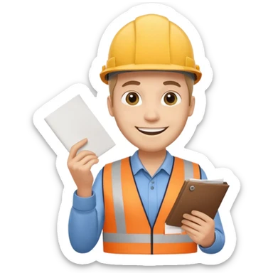 railway engineer carrying a piece of paper in front of him sticker