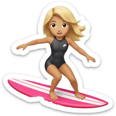 A blonde haired girl, surfing sticker